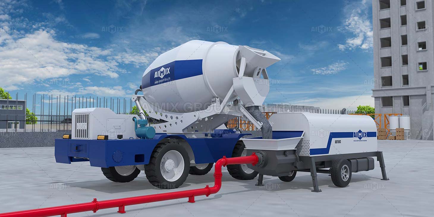 AIMIX self loading concrete mixer with pump for sale