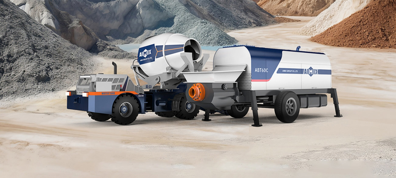self loading concrete mixer with concrete pump