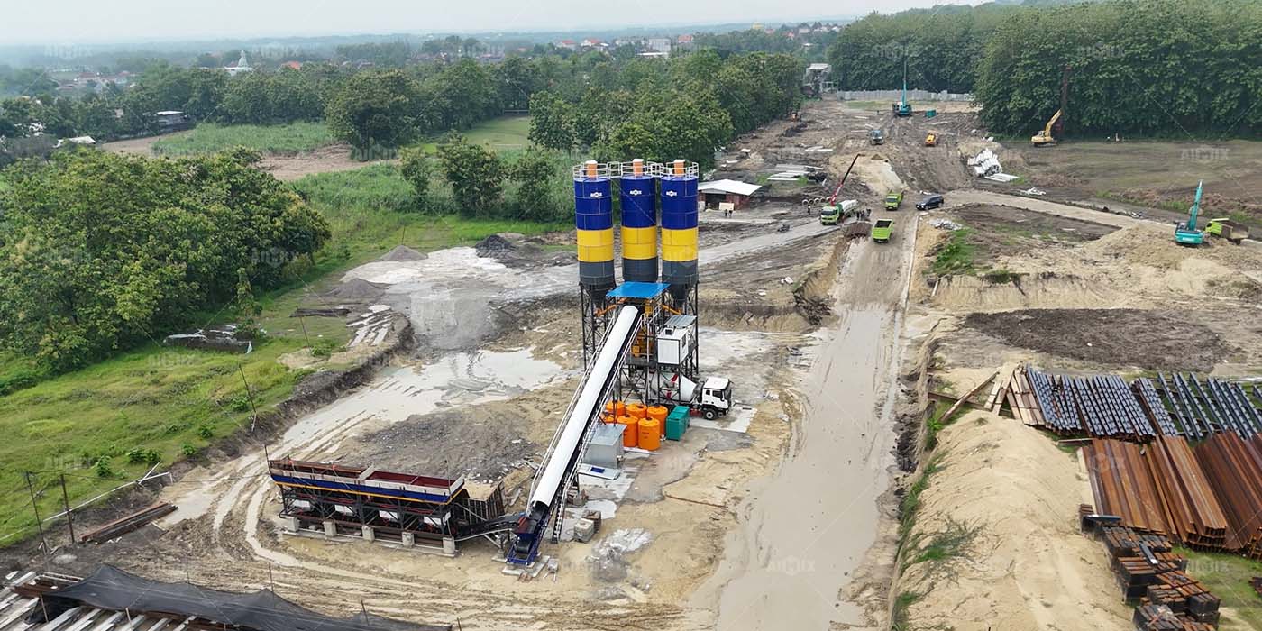 60cbm beton batching plant was put into use in Lamongan, Indonesia